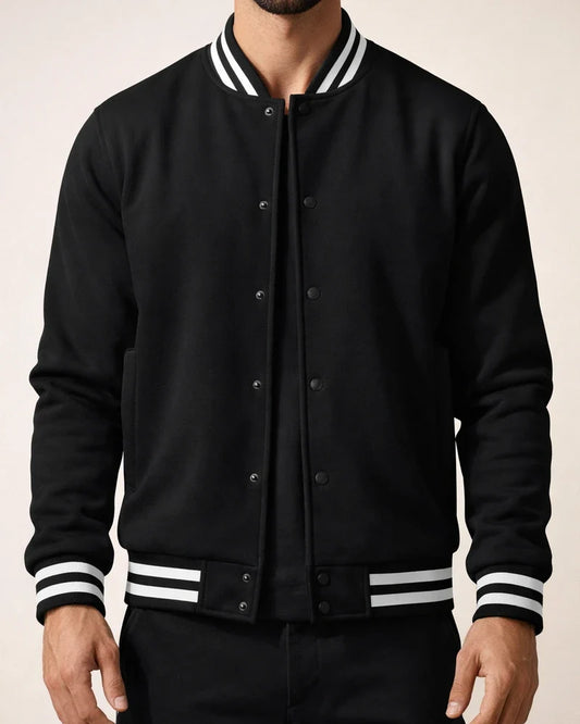 Men's Fall/Winter Fleece American Retro Baseball Jacket Casual Stand-up Collar Outerwear | JRSEE:45587295-ce71-4004-8b7b-7169348cec52