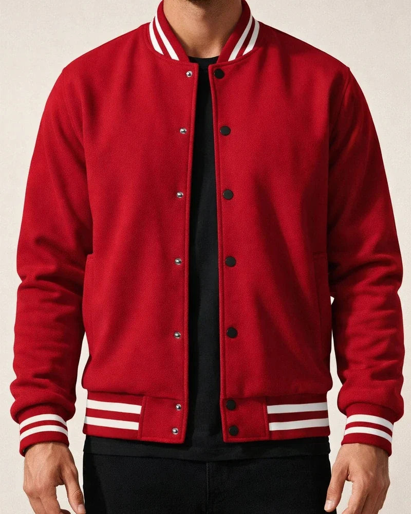 Men's Fall/Winter Fleece American Retro Baseball Jacket Casual Stand-up Collar Outerwear | JRSEE:71691925-335f-4c18-b117-8da88889154b