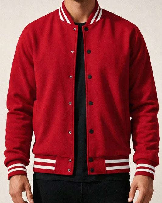 Men's Fall/Winter Fleece American Retro Baseball Jacket Casual Stand-up Collar Outerwear | JRSEE:71691925-335f-4c18-b117-8da88889154b