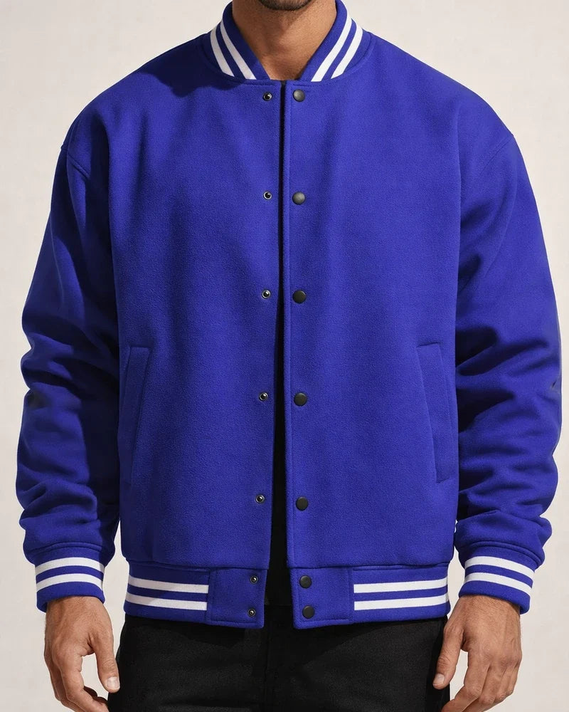 Men's Fall/Winter Fleece American Retro Baseball Jacket Casual Stand-up Collar Outerwear | JRSEE:37295322-512f-4633-b0b7-38fb73b070ce