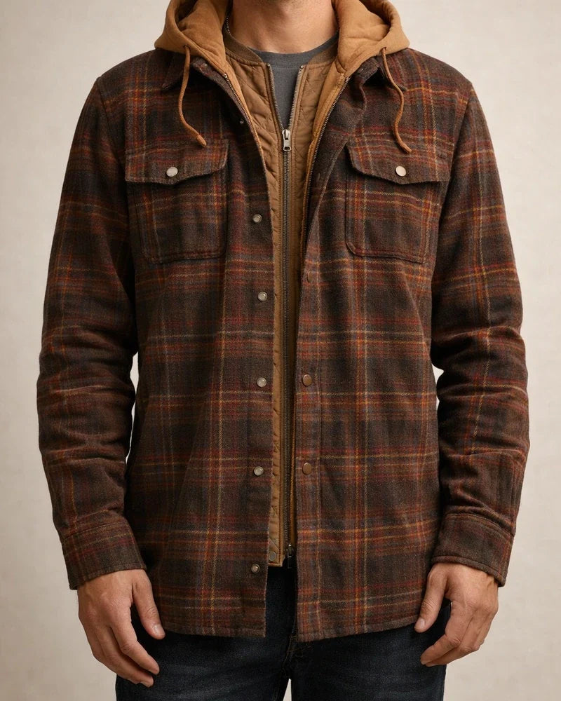 Men's Fall/Winter Thickened Cotton Checkered Long-Sleeve Relaxed Jacket | JRSEE:4c28a3a9-79d9-4695-b948-d1d6267086b6