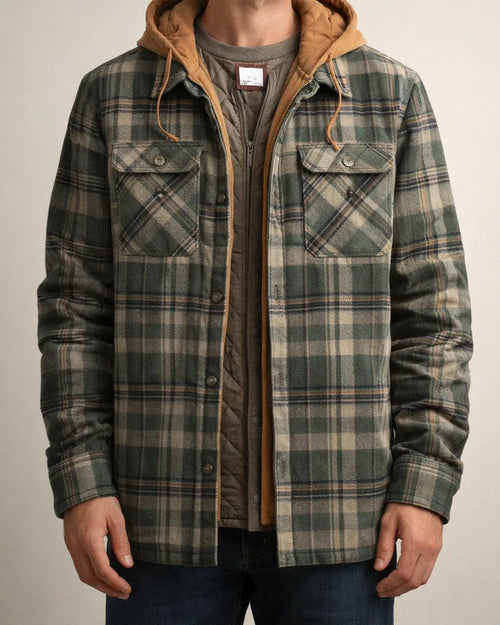 Men's Fall/Winter Thickened Cotton Checkered Long-Sleeve Relaxed Jacket | JRSEE:997471f3-b166-49fd-9487-44764a4fcf06
