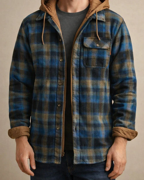 Men's Fall/Winter Thickened Cotton Checkered Long-Sleeve Relaxed Jacket | JRSEE:a9b2b2d7-4260-4668-a1e2-432369c696c7