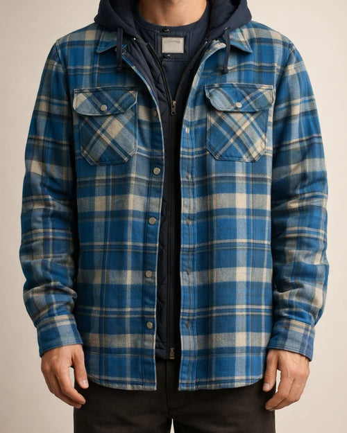 Men's Fall/Winter Thickened Cotton Checkered Long-Sleeve Relaxed Jacket | JRSEE:23bed5dc-c744-45d9-bffa-06d1e822b809
