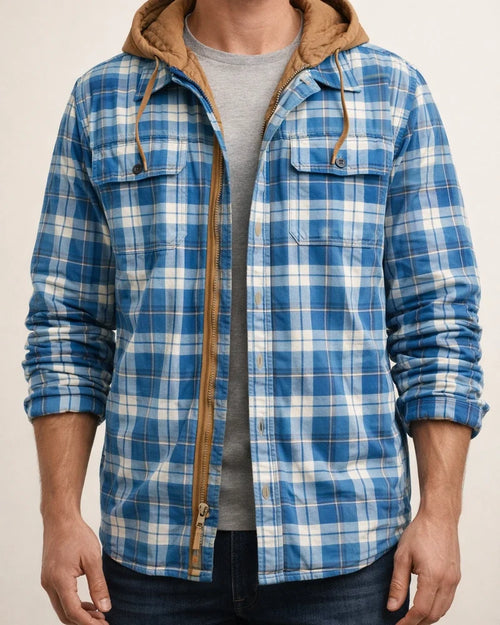 Men's Fall/Winter Thickened Cotton Checkered Long-Sleeve Relaxed Jacket | JRSEE:e73ae025-0df9-4ddf-a588-11fe6af64cf5