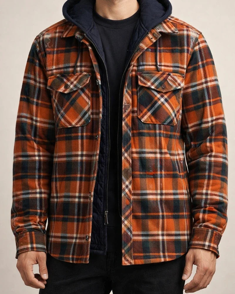 Men's Fall/Winter Thickened Cotton Checkered Long-Sleeve Relaxed Jacket | JRSEE:d6f2188e-9ff0-4aa6-bcd3-a2ecba3cb543