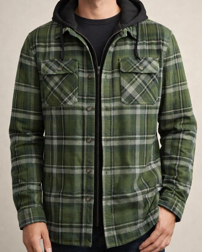 Men's Fall/Winter Thickened Cotton Checkered Long-Sleeve Relaxed Jacket | JRSEE:be141f00-f5ed-43b0-b738-c5c688e1f57b