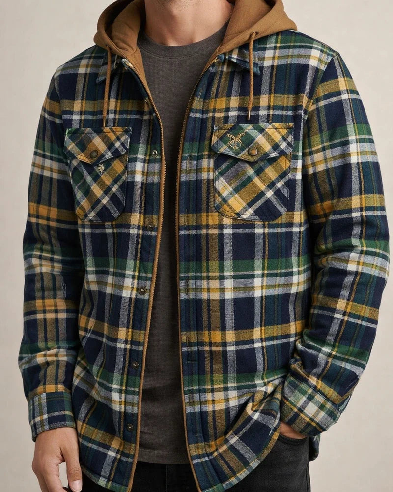 Men's Fall/Winter Thickened Cotton Checkered Long-Sleeve Relaxed Jacket | JRSEE:82543801-6fea-41a9-a1b1-e78439881d59