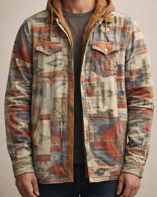 Men's Fall/Winter Thickened Cotton-Lined Plaid Oversized Hooded Jacket | JRSEE:31f6acc3-b85d-486d-8c28-3049b7a20011