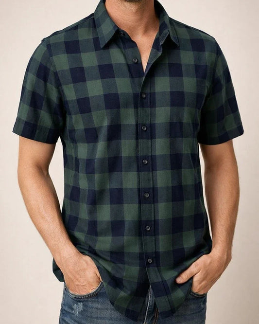 Men's Fashion Casual Lapel Shirt Men's Short-sleeved Shirt Men's Shirts Breathable Wearable Plaid Shirt Cardigan | JRSEE:8e29d44f-a716-4408-92bb-51ee1af66731