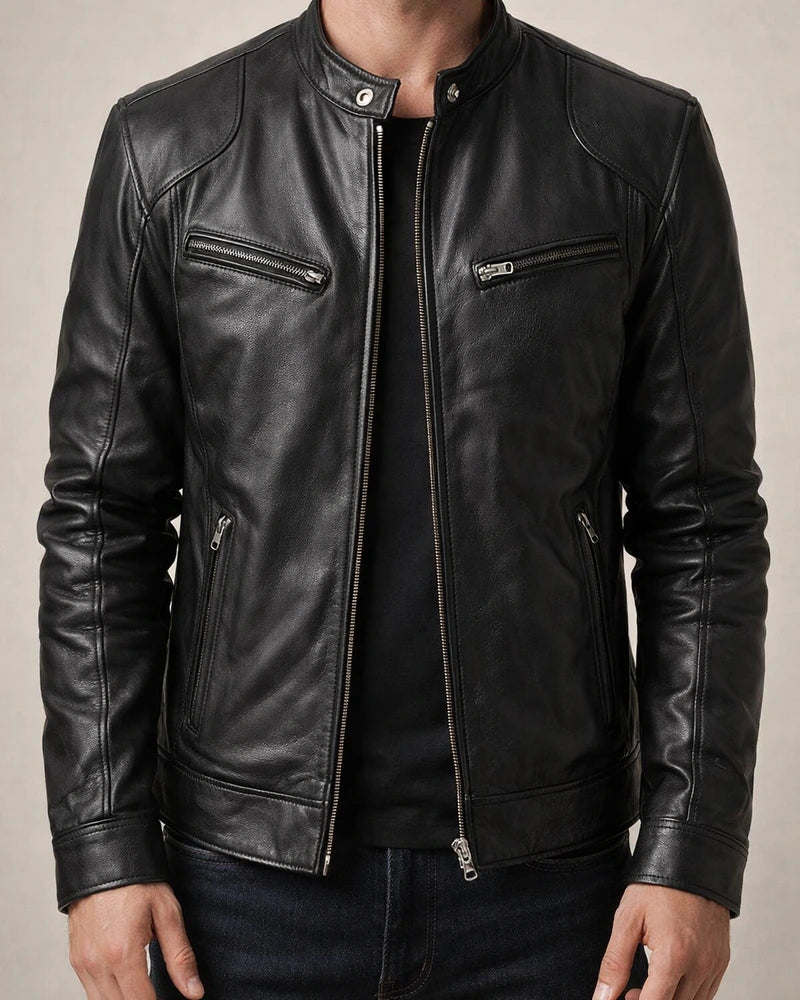 Men's Faux Leather Jacket Biker Jacket Motorcycle Jacket Thermal Warm Windproof Rain Waterproof Daily Wear Zipper Stand Collar Simple Casual Jacket Outerwear Solid Color Full Zip Black Brown | JRSEE:4fe49748-619f-4880-807f-1f48e233a61c