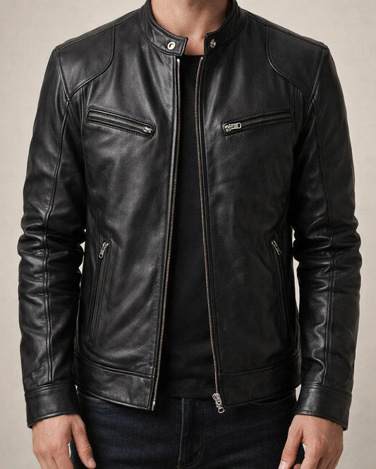 Men's Faux Leather Jacket Biker Jacket Motorcycle Jacket Thermal Warm Windproof Rain Waterproof Daily Wear Zipper Stand Collar Simple Casual Jacket Outerwear Solid Color Full Zip Black Brown | JRSEE:4fe49748-619f-4880-807f-1f48e233a61c