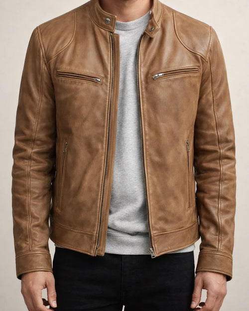 Men's Faux Leather Jacket Biker Jacket Motorcycle Jacket Thermal Warm Windproof Rain Waterproof Daily Wear Zipper Stand Collar Simple Casual Jacket Outerwear Solid Color Full Zip Black Brown | JRSEE:f664ede5-d8bc-41d1-8040-743f23e1ca14