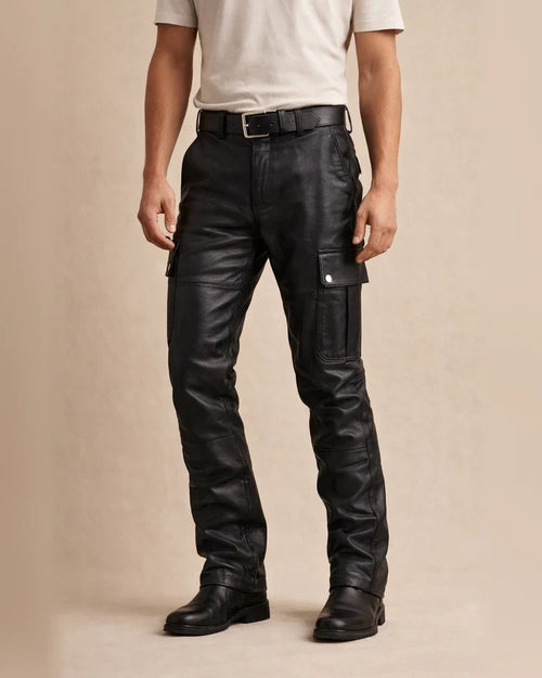 Men's Faux Leather Pants Trousers Casual Pants Multi Pocket Solid Color Streetwear PU Fashion Black Red | JRSEE:c09a6e55-0756-4e14-b5d9-4a20615911fd
