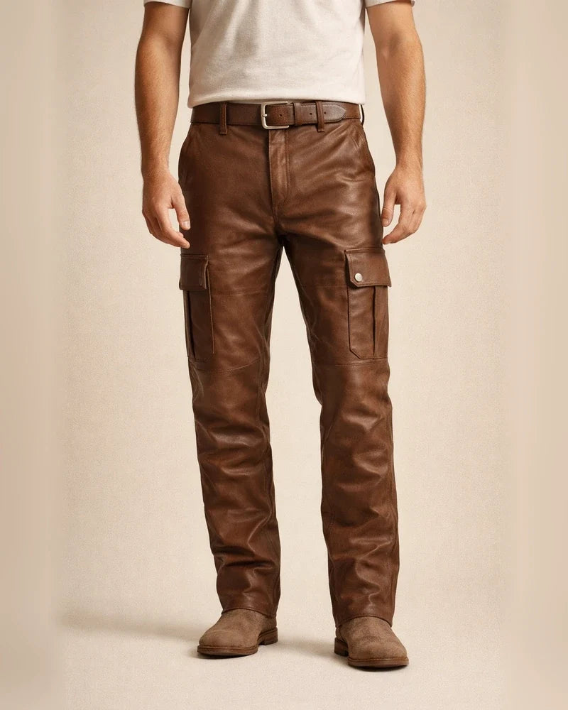 Men's Faux Leather Pants Trousers Casual Pants Multi Pocket Solid Color Streetwear PU Fashion Black Red | JRSEE:33881f29-6e02-4435-9995-885be34e19e8