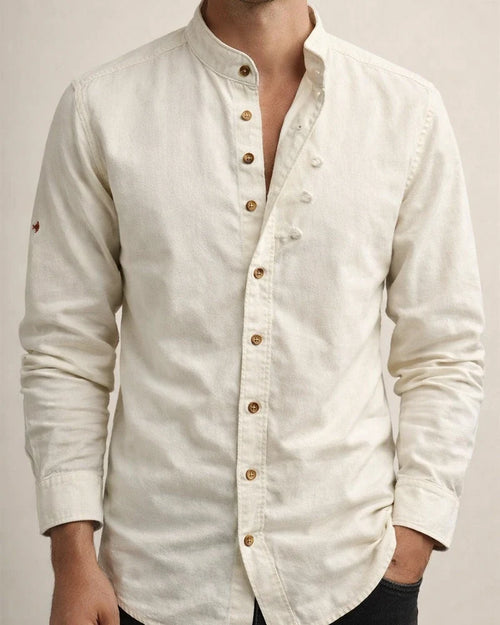 Men's Four Seasons Casual Linen Slim Long-sleeved Shirt Stand-up Collar Cotton Linen Solid Color Shirt Cardigan | JRSEE:f690c522-3f19-407e-9af3-b6bacb1b7cd2