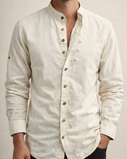 Men's Four Seasons Casual Linen Slim Long-sleeved Shirt Stand-up Collar Cotton Linen Solid Color Shirt Cardigan | JRSEE:f690c522-3f19-407e-9af3-b6bacb1b7cd2