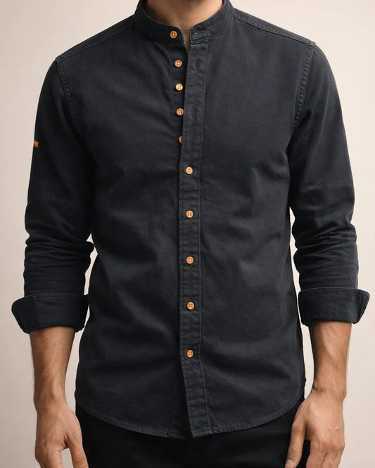 Men's Four Seasons Casual Linen Slim Long-sleeved Shirt Stand-up Collar Cotton Linen Solid Color Shirt Cardigan | JRSEE:ca49680b-ebc6-487f-ad0a-f05c3897ab0a