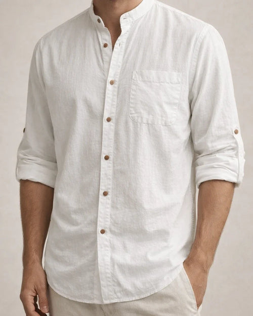 Men's Hawaiian-Style Stand-up Collar Linen Casual Long-Sleeve Solid-Color Shirt | JRSEE:f953a87b-fcf8-4564-8be8-db6066eb430a | JRSEE:6e8bca9a-7428-4bbb-b24c-23531fb23d46