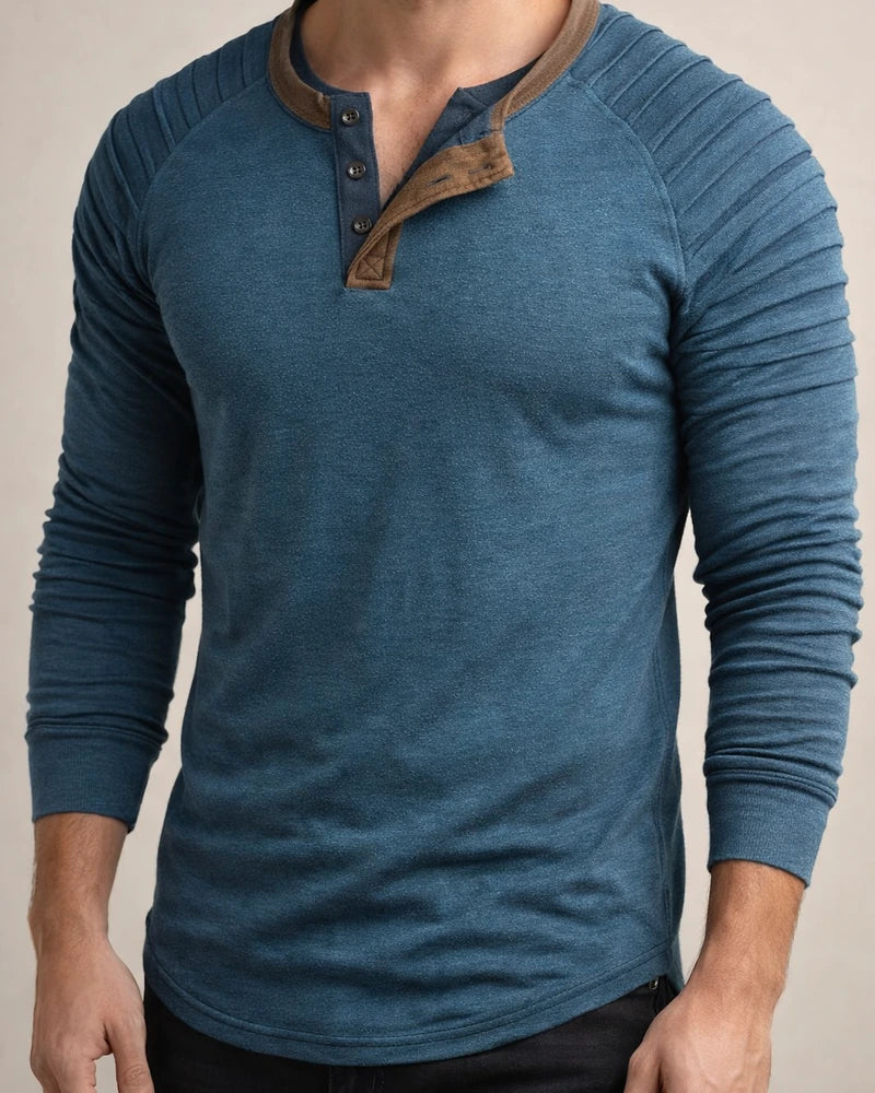 Men's Henley Shirt Long Sleeve Shirt Plain Slim Pleated Henley Street Vacation Long Sleeve Pleated Sleeve Clothing Apparel Designer Basic Modern Contemporary | JRSEE:48f37778-127c-49b7-88b2-12eb3d01a470