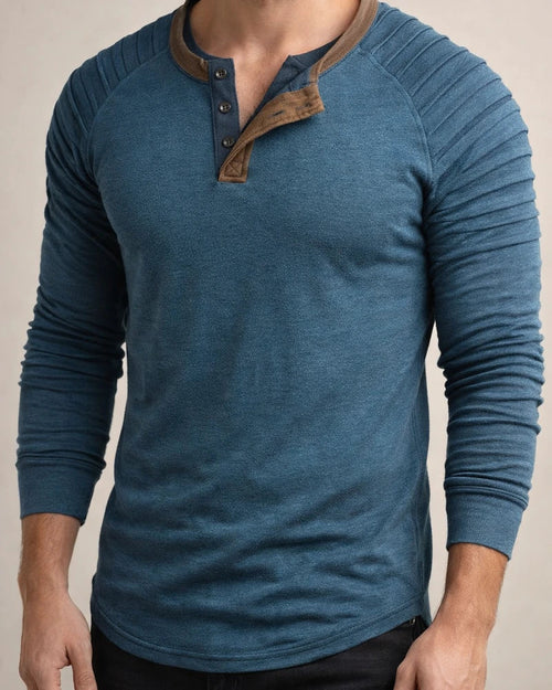 Men's Henley Shirt Long Sleeve Shirt Plain Slim Pleated Henley Street Vacation Long Sleeve Pleated Sleeve Clothing Apparel Designer Basic Modern Contemporary | JRSEE:48f37778-127c-49b7-88b2-12eb3d01a470
