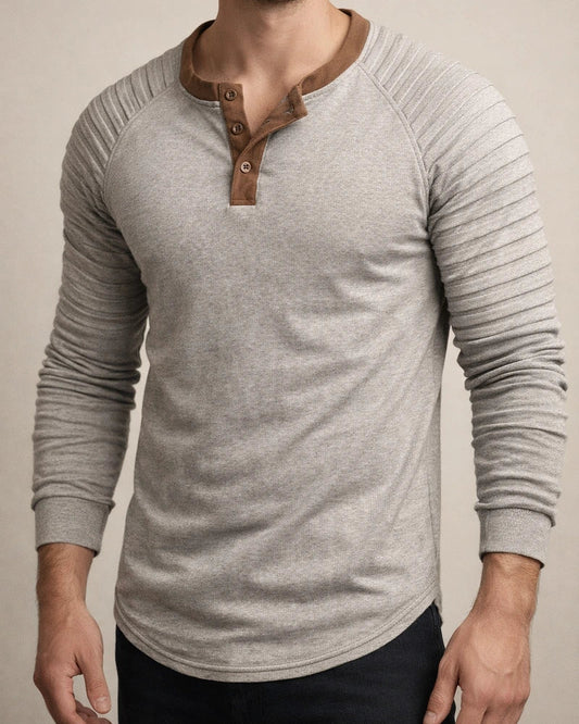 Men's Henley Shirt Long Sleeve Shirt Plain Slim Pleated Henley Street Vacation Long Sleeve Pleated Sleeve Clothing Apparel Designer Basic Modern Contemporary | JRSEE:af66fc29-8296-4cc2-ab1e-91764bf14b25