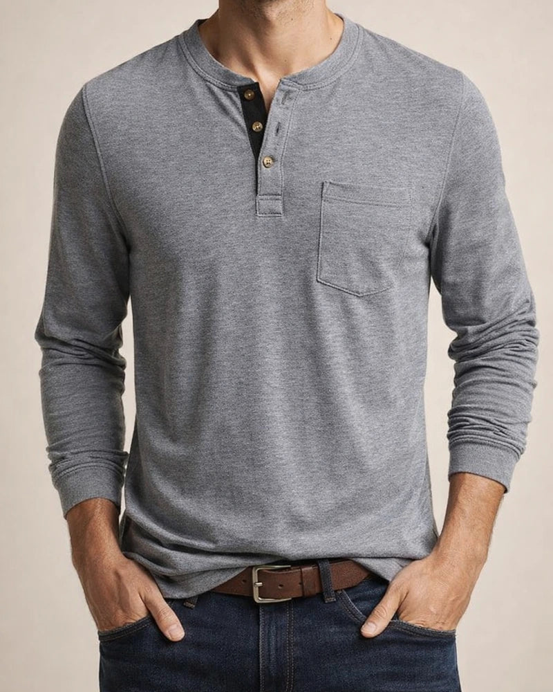 Men's Henley Shirt Tee Plain Henley Casual Holiday Long Sleeve Button-Down Clothing Apparel Fashion Designer Comfortable Essential | JRSEE:5258b117-675b-45d1-b3b7-3f3f80710079
