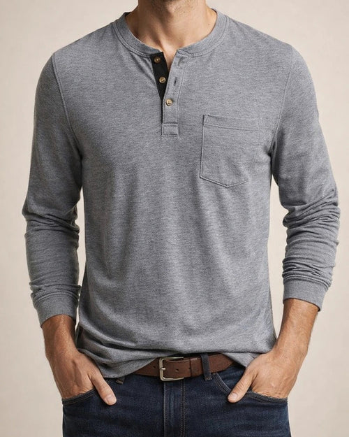 Men's Henley Shirt Tee Plain Henley Casual Holiday Long Sleeve Button-Down Clothing Apparel Fashion Designer Comfortable Essential | JRSEE:5258b117-675b-45d1-b3b7-3f3f80710079