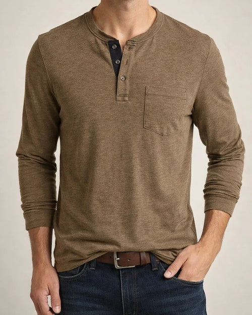 Men's Henley Shirt Tee Plain Henley Casual Holiday Long Sleeve Button-Down Clothing Apparel Fashion Designer Comfortable Essential | JRSEE:8cc80059-19ee-46b9-8128-dded4aedbe8b