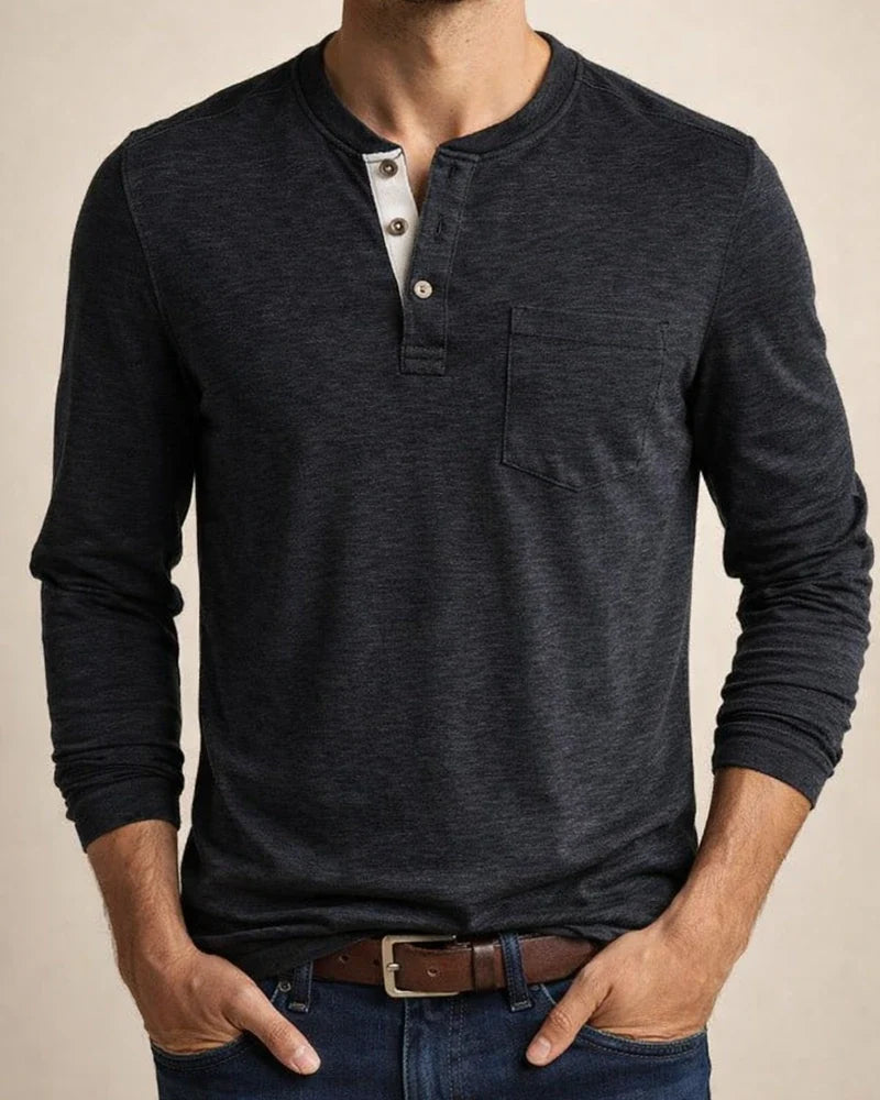 Men's Henley Shirt Tee Plain Henley Casual Holiday Long Sleeve Button-Down Clothing Apparel Fashion Designer Comfortable Essential | JRSEE:14a54168-703c-4fc3-9981-68ddab8f4ad0
