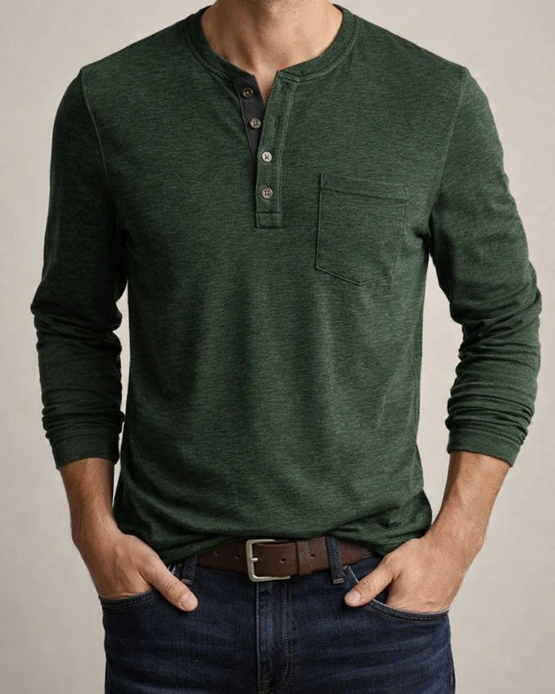 Men's Henley Shirt Tee Plain Henley Casual Holiday Long Sleeve Button-Down Clothing Apparel Fashion Designer Comfortable Essential | JRSEE:5c07d1b2-b5ee-4e2f-9c8b-08dfd30be5c5