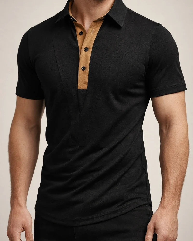 Men's Henley Shirt Tee Top Color Block Lapel Street Vacation Short Sleeves Clothing Apparel Fashion Designer Basic | JRSEE:b5b7ff2a-6e9a-4ed6-b948-309feccc1410