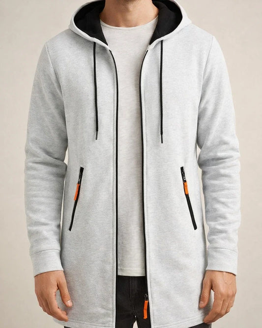 Men's Hooded Mid-Length Lightweight Fleece Oversized Sweater Jacket Knit Cardigan | JRSEE:90389676-e7e8-4703-b4d7-03e0a5db0e23