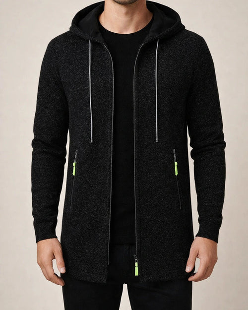 Men's Hooded Mid-Length Lightweight Fleece Oversized Sweater Jacket Knit Cardigan | JRSEE:031a5968-5a29-47de-ac3b-a5829fb2cfca