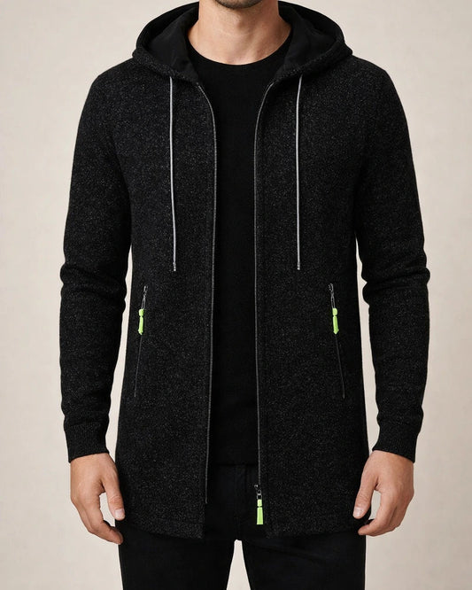 Men's Hooded Mid-Length Lightweight Fleece Oversized Sweater Jacket Knit Cardigan | JRSEE:031a5968-5a29-47de-ac3b-a5829fb2cfca