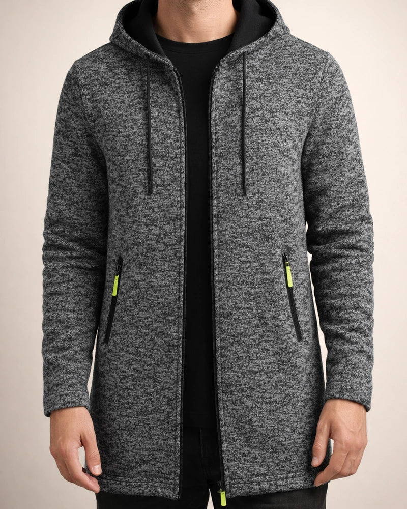 Men's Hooded Mid-Length Lightweight Fleece Oversized Sweater Jacket Knit Cardigan | JRSEE:9b78a8f3-ced3-410a-aab4-475270052ef9
