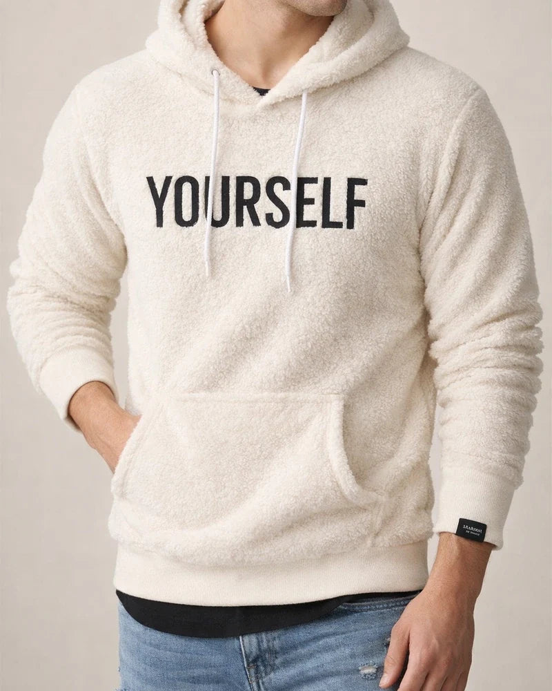Men's Hoodie Fuzzy Sherpa Black White Khaki Hooded Letter Pocket Print Cool Sportswear Casual Winter Fall & Winter Clothing Apparel Hoodies Sweatshirts Long Sleeve | JRSEE:f9767f2c-3cb8-43af-8471-b0885cccff90