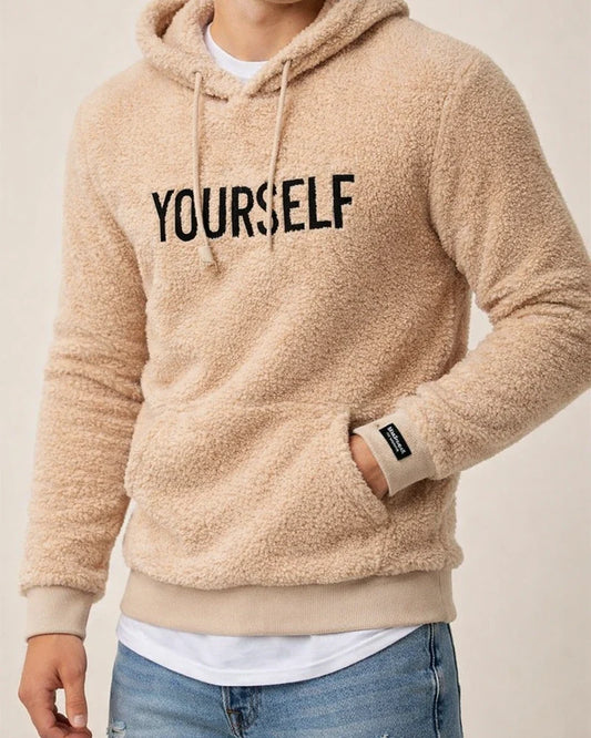 Men's Hoodie Fuzzy Sherpa Black White Khaki Hooded Letter Pocket Print Cool Sportswear Casual Winter Fall & Winter Clothing Apparel Hoodies Sweatshirts Long Sleeve | JRSEE:d6ea7b90-f4a6-4925-b3a2-dbf84e394bcd