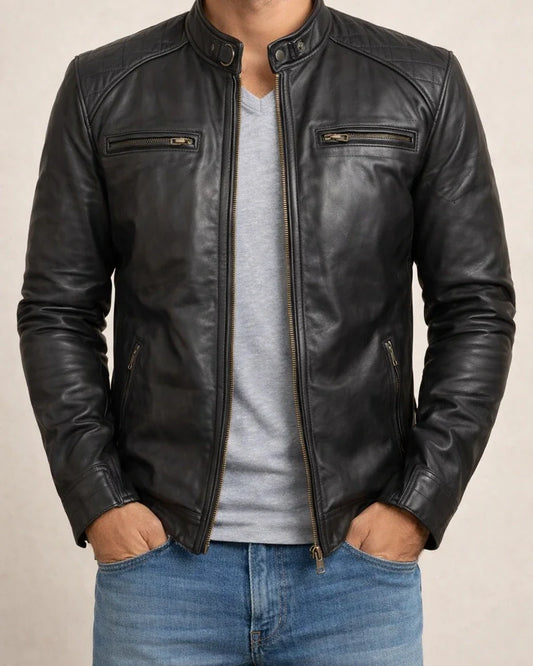 Men's Jacket Faux Leather Jacket Biker Jacket Motorcycle Jacket Thermal Warm Windproof Rain Waterproof Outdoor Daily Zipper Stand Collar Streetwear Casual Jacket Outerwear Solid Color Full Zip Black | JRSEE:fc09c1d1-77ea-4486-96a1-ecb30333305a