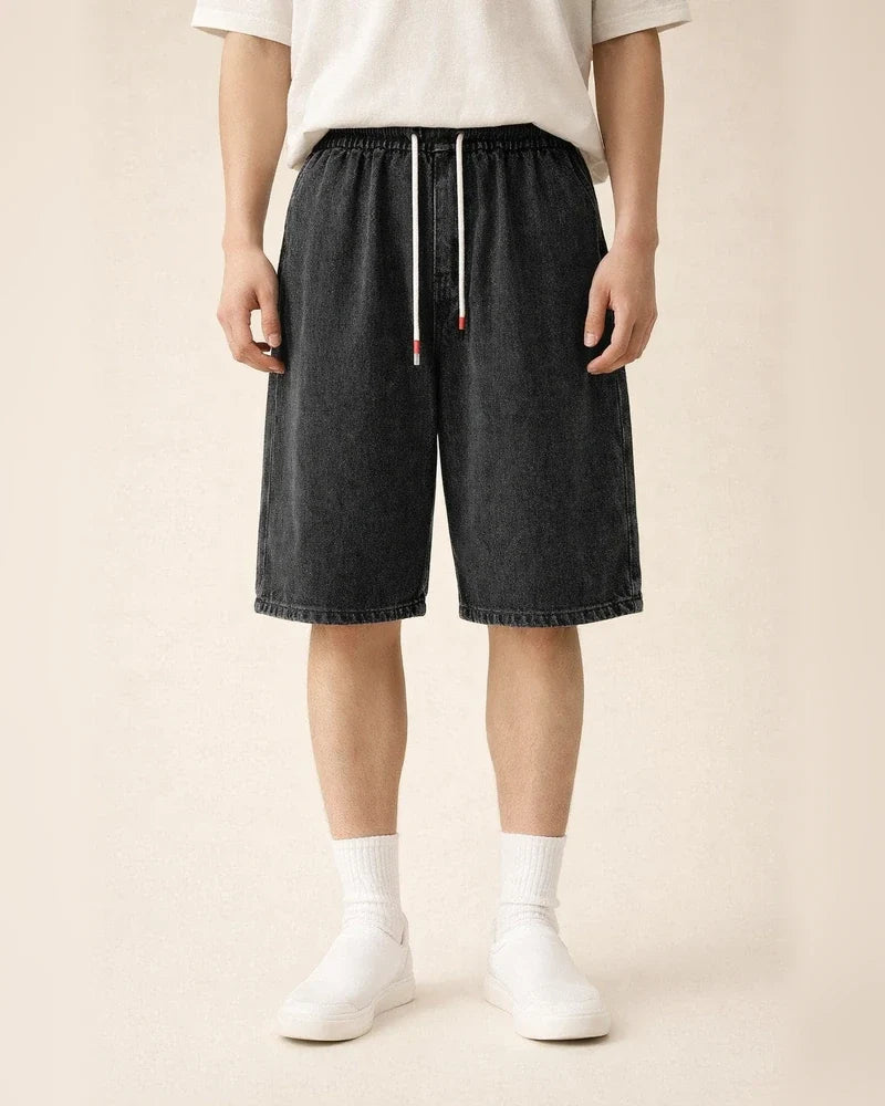 Men's Jeans Denim Shorts Jean Shorts Pocket Drawstring Elastic Waist Plain Comfort Wearable Knee Length Daily Holiday Going out Denim Stylish Classic Loose Fit Black Light Blue | JRSEE:149ce261-789f-4fe9-b1a3-c793098c9726