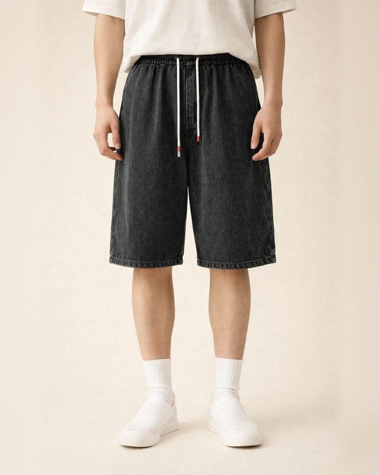 Men's Jeans Denim Shorts Jean Shorts Pocket Drawstring Elastic Waist Plain Comfort Wearable Knee Length Daily Holiday Going out Denim Stylish Classic Loose Fit Black Light Blue | JRSEE:149ce261-789f-4fe9-b1a3-c793098c9726