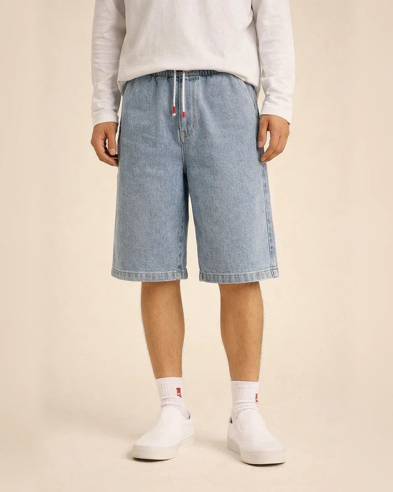Men's Jeans Denim Shorts Jean Shorts Pocket Drawstring Elastic Waist Plain Comfort Wearable Knee Length Daily Holiday Going out Denim Stylish Classic Loose Fit Black Light Blue | JRSEE:424206a9-85f8-4e07-934a-ae7d93b1cf26