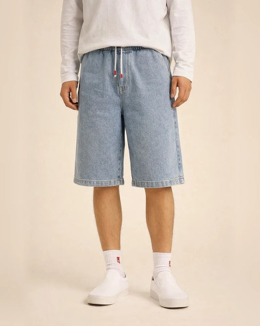 Men's Jeans Denim Shorts Jean Shorts Pocket Drawstring Elastic Waist Plain Comfort Wearable Knee Length Daily Holiday Going out Denim Stylish Classic Loose Fit Black Light Blue | JRSEE:424206a9-85f8-4e07-934a-ae7d93b1cf26