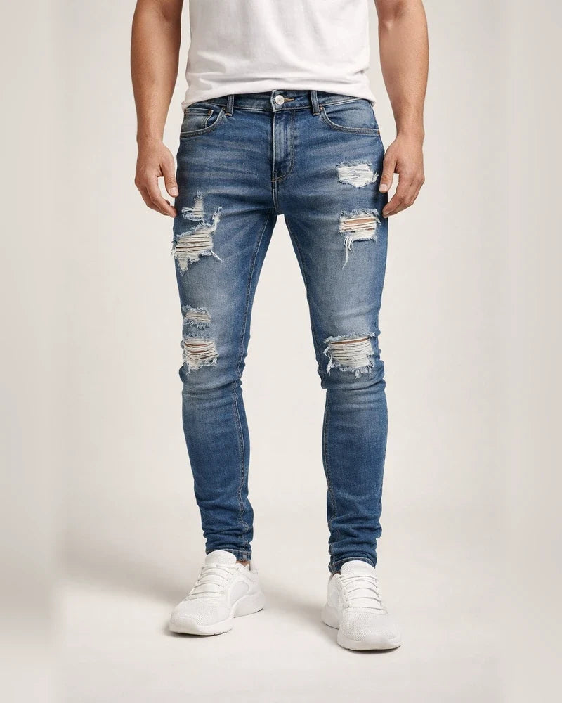 Men's Jeans Tapered pants Trousers Distressed Jeans Ripped Jeans Pocket Ripped Comfort Daily Going out Streetwear Classic Black Blue Stretchy | JRSEE:33dcec03-2c0e-42b0-9922-5783846b439b