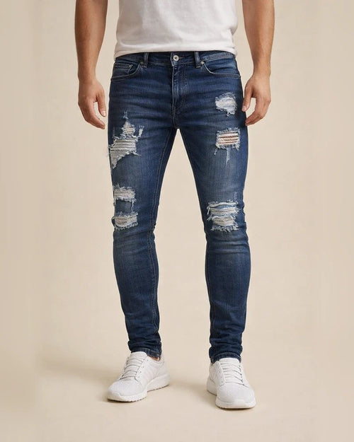 Men's Jeans Tapered pants Trousers Distressed Jeans Ripped Jeans Pocket Ripped Comfort Daily Going out Streetwear Classic Black Blue Stretchy | JRSEE:7900a6e6-4e2f-47bf-8153-36d8a755b190