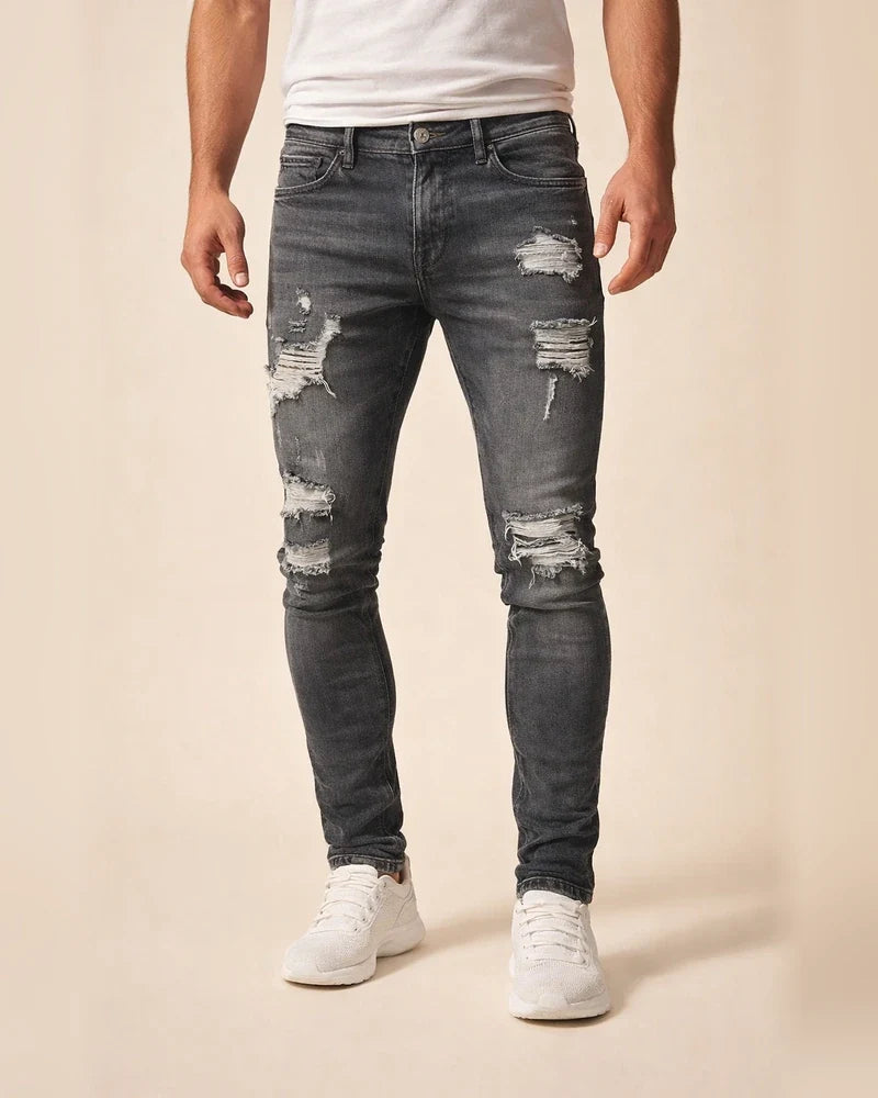 Men's Jeans Tapered pants Trousers Distressed Jeans Ripped Jeans Pocket Ripped Comfort Daily Going out Streetwear Classic Black Blue Stretchy | JRSEE:bd287c90-ee33-4202-b04e-317805186913