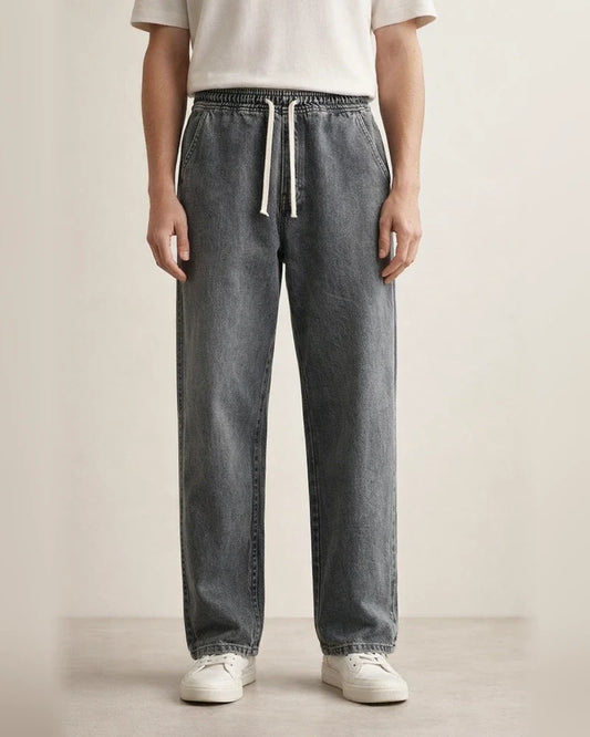 Men's Jeans Trousers Baggy Denim Pants Pocket Drawstring Straight Leg Solid Colored Comfort Wearable Outdoor Daily Cotton Blend Stylish Casual Black+Grey Blue | JRSEE:12e87873-237c-4eec-a3e7-a7f15596f6b6
