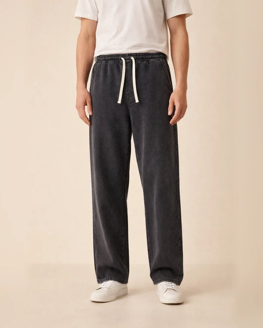 Men's Jeans Trousers Baggy Denim Pants Pocket Drawstring Straight Leg Solid Colored Comfort Wearable Outdoor Daily Cotton Blend Stylish Casual Black+Grey Blue | JRSEE:a37bcec9-c2e1-4d53-997e-200002089493