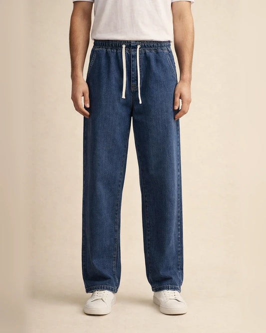 Men's Jeans Trousers Baggy Denim Pants Pocket Drawstring Straight Leg Solid Colored Comfort Wearable Outdoor Daily Cotton Blend Stylish Casual Black+Grey Blue | JRSEE:6fa5c101-7e9a-4075-b4f3-d746153db271