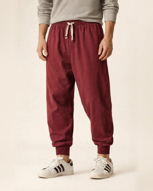 Men's Joggers Linen Pants Trousers Summer Pants Beach Pants Pocket Drawstring Baggy Plain Breathable Sports Daily Holiday Linen / Cotton Blend Chinoiserie Hippie Black Wine | JRSEE:0298114c-6eab-4c92-b1c4-b896ded41d7d